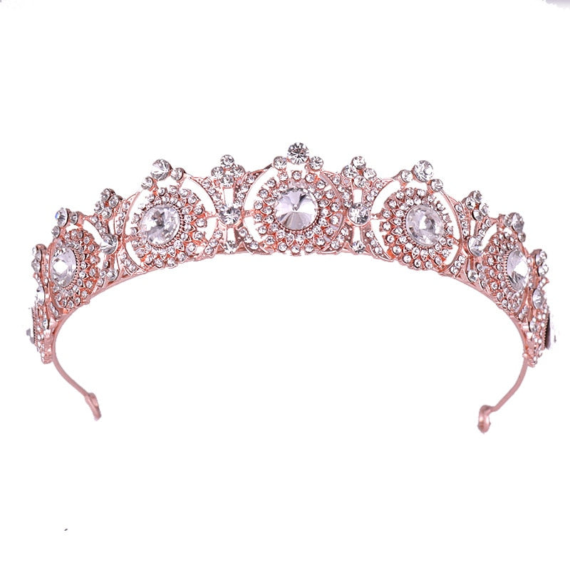 Aveuri Back to school Wedding Crown Bridal Headdress Baroque Crystal Rhinestones Headdress And Crown Bridal Party Crown Tiara Wedding Hair Accessories