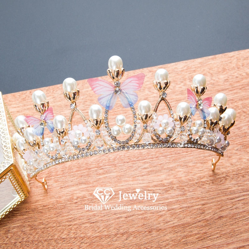 Christmas Gift Crown for Women Wedding Hair Accessories Bridal Hairband Engagement Tiaras and Crowns Children Headdress Butterfly Shape YQ16