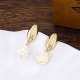 Christmas Gift EN Elegant Gold Beach Shell Starfish Love Heart Pearl Dangle Earrings for Women Ethnic Jewelry Boho Drop Earring Set
