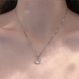 S925 Sterling Silver White Round Pendant Necklaces Luxury Women Fine Jewelry Clavicle Chain Short Necklace