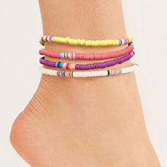 Bohemian Anklet Women Multicolor Adjustable Polymer Clay Ankle Bracelet Leg Foot Chain 2023 Summer Fashion Jewelry AM3110