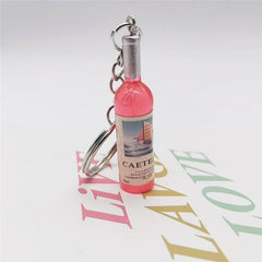 Aveuri Cute Novelty Resin Beer Wine Bottle Keychain Assorted Color For Women Men Car Bag Keyring Pendant Accessions Wedding Party Gift