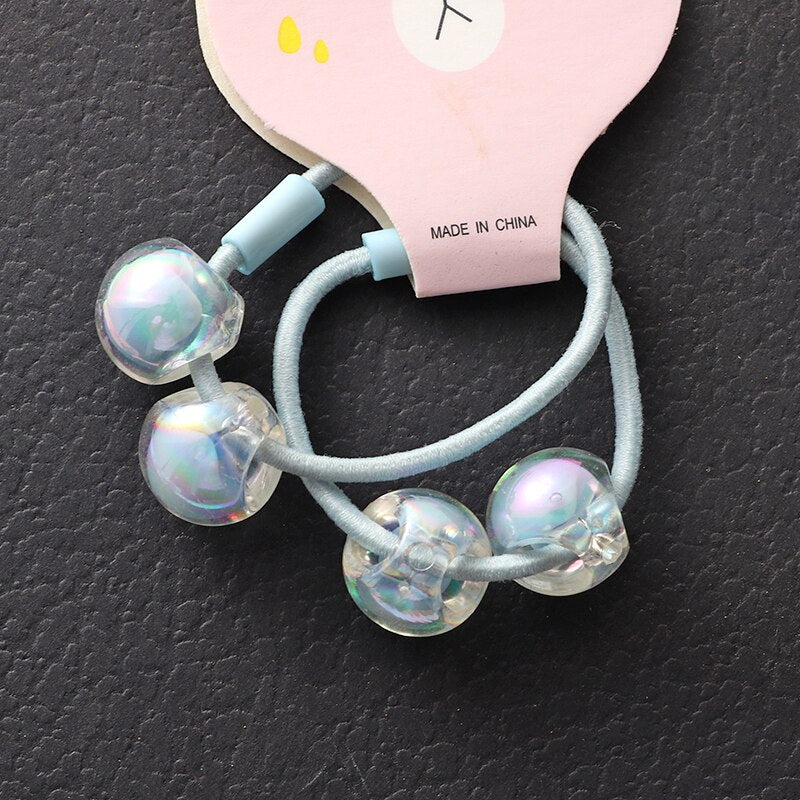 Back to school 2023 AVEURI A Pair Cute Baby Transparent Bear Hair Bands Hair Accessories Girls Hair Ring Rubber Band Elastic Hair Band Kids Headwear