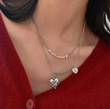 Christmas Gift Vintage Necklace For Women Girls Couples Heart Charm Elegant Party Jewelry dz599