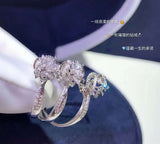 Real 14 K White Gold Ring for Women Origin Natural Moissanite Gemstone Bizuteria Tension Setting Crown Shape 14K Gold Jewelry
