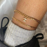 Aveuri A-Z Letter Anklets For Women Zircon Initial Charm Gold Silver Color Cuban Link Anklet Bracelet Boho Jewelry Gift Bijoux Femme