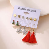 Christmas Gift 2023 New Christmas Crystal Alloy Stud Earrings Women Winter Cute Snowflake Snowman Tree Small Earrings Fashion Party Jewelry