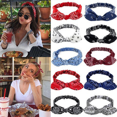 Aveuri Back to school Women Sweet Hair Bands Print Headbands Retro Hair Accessories Girls Cross Turban Bandage Hair Bands Headwrap Summer Headwear