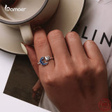 AVEURI Blue Moon Fashion Ring Genuine Alloy Cute Cat Animal Open Adjustable Ring for Women Elegant Party Jewelry