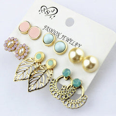 Vintage flowers leaves Earrings for Women 2023 New Fashion Cross Leaf Gold Stud Earring Set Oversize DIY Fashion Jewelry