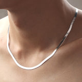 Christmas Gift Necklace 4MM Snake Chain Men & Women Couple Sterling Silver Jewelry Blade Chain