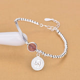 Christmas Gift Korean Pink  Round Bead Charm Bracelet &Bangle For Women Wedding Jewelry Party SL112