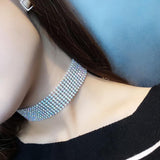 Christmas Gift NEW Crystal Rhinestone Choker Necklace Women Wedding Accessories Silver Color Chain Punk Gothic Chokers Jewelry Collier Femme