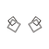 Christmas Gift Cubic Zircon Square Bead Charm Stud Earrings For Women Girls Lady Pendientes Jewelley eh1338