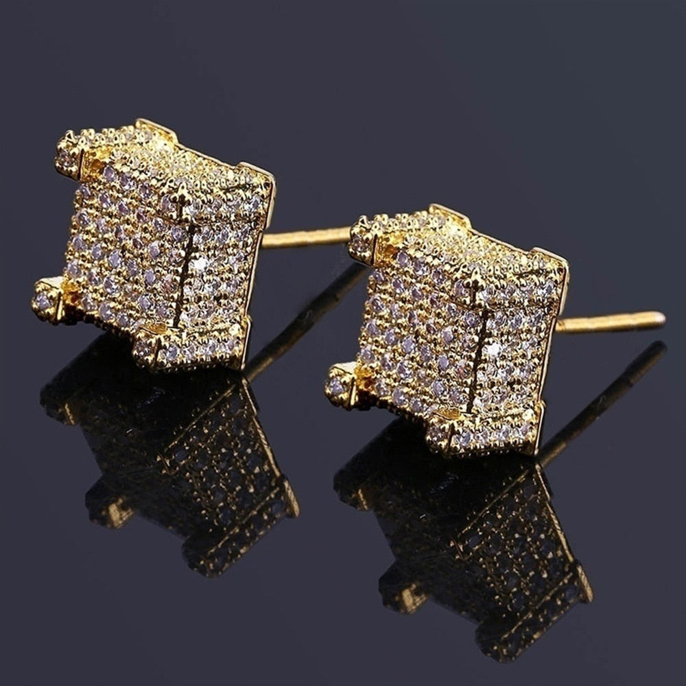 Aveuri Luxury Women's Square Zircon Stone Hip Hop Stud Earring Jewelry Accessories For Man Women Gift