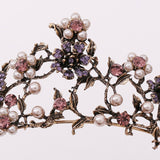 Aveuri 2023 Back To School Baroque Vintage Black Purple Crystal Pearls Bridal Tiaras Crown Rhinestone Pageant Diadem Veil Tiara Wedding Hair Accessories