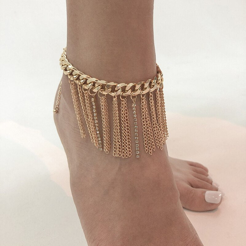 New Anklet Retro Claw Chain Rhinestone Alloy Anklet Lady Sexy Beach Jewelry Trend Anklet Gift Necklace Jewelry