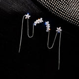 Aveuri INS Fashion Flower Zircon Chain Earrings Trendy Rhinestone Tassel Piercing Earring For Women Personality Boucle Femme