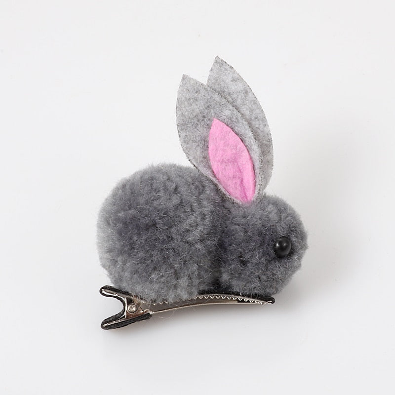 Back to school 2024 AVEURI Cute Hair Ball Rabbit Hair Clip Girl Plush Rabbit Ears Hair Clip 3D Plush Rabbit Hair Accessories Korea Simple Girl Headdress