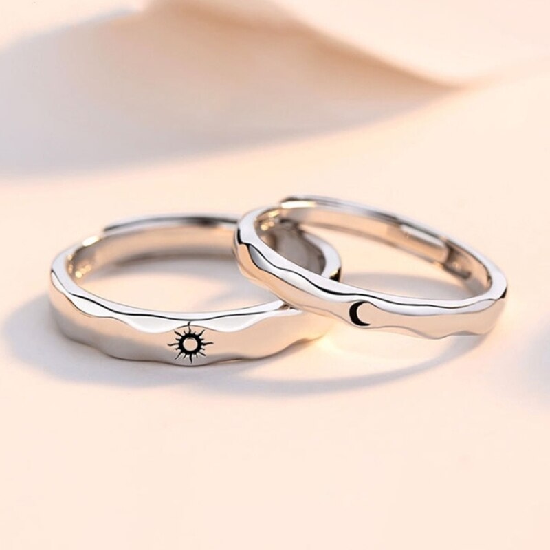 Christmas Gift Trendy Classic 1 Pair Sun Moon Lover Couple Rings Set Promise Engagement Wedding Bands Men Women Jewellery Valentine's Day Gifts