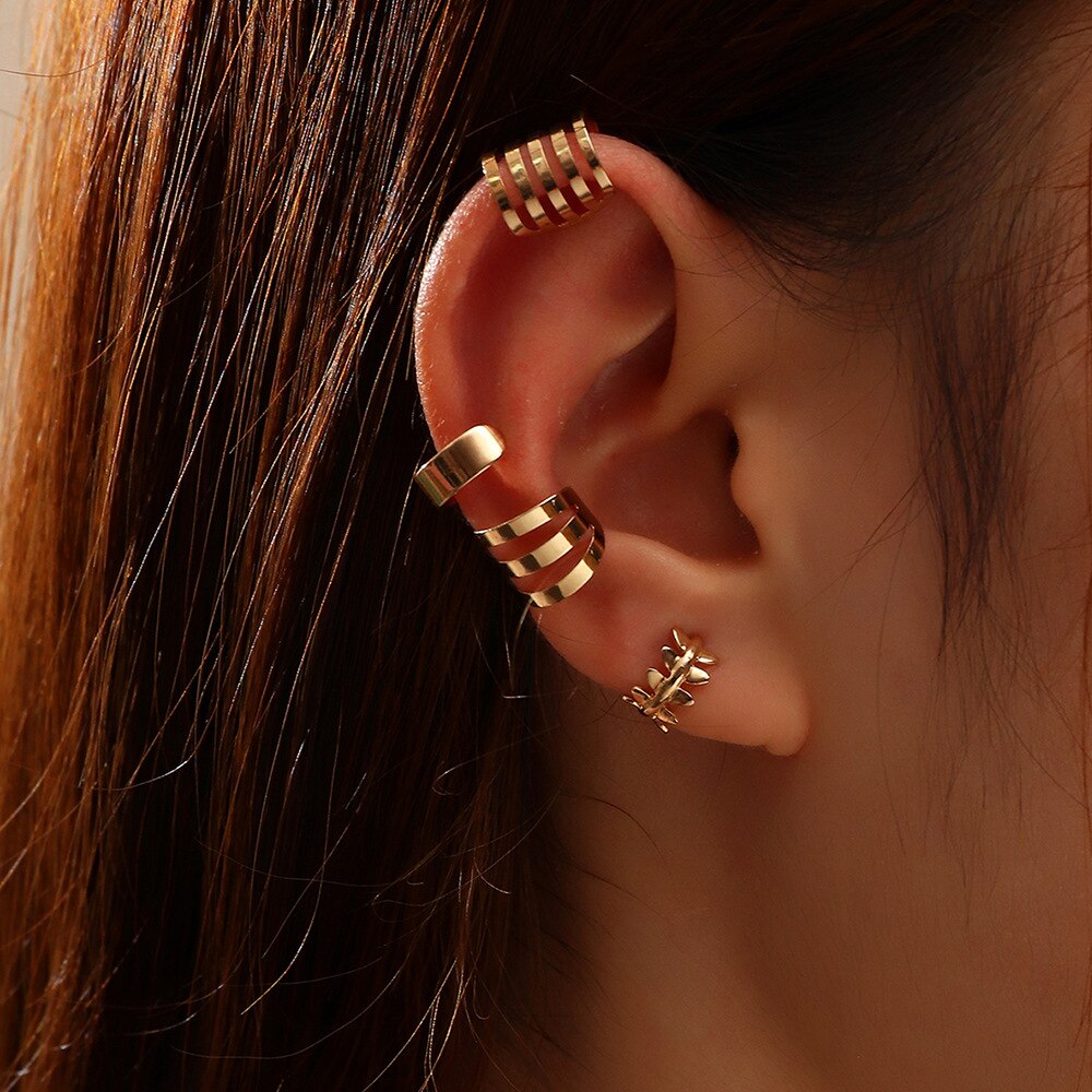 Aveuri 2022 Ear Cuff Gold Color Non-Piercing Ear Clips Fake Earring Jewelry For Women No Piercing Cartilage Ear Climber Open Earring Jewelry