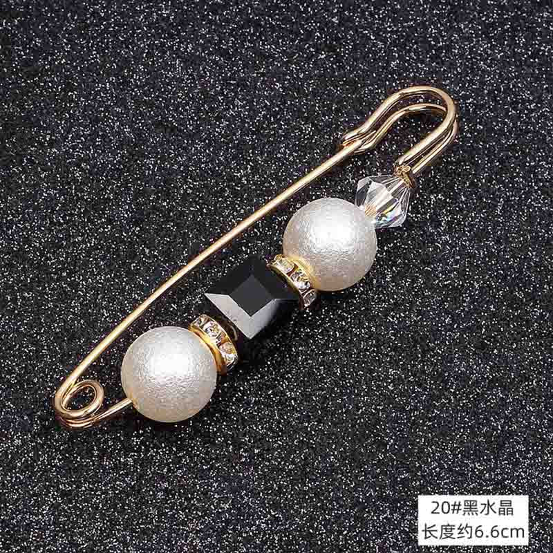 Lapel Pin Women Simulated-Pearl Pendant Pins Crystal Rhinestone Brooch For Woman Scarf Buckle Clips Hat Clothes Multipurpose Pin