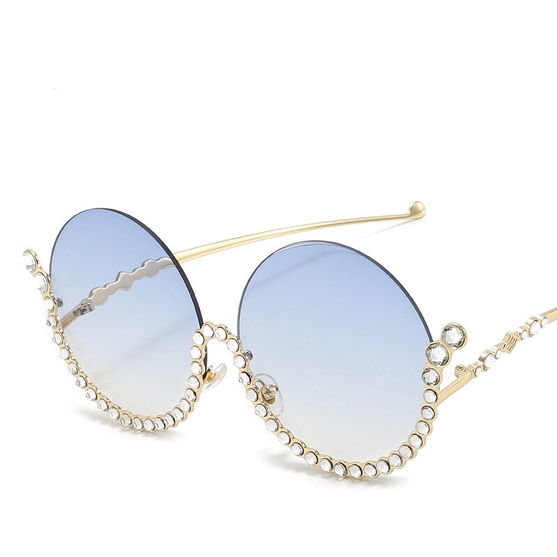 Aveuri Vintage Round Diamond Sunglasses Women 2022 New Luxury Women Oval Crystal Retro Glasses Fashion Rhinestone Shades Eyewear UV400