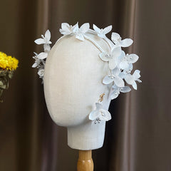 Wedding Hair Accessories White Flower Headbands Hairbands Tiaras Beaded Riborn Floral Headdress Bridal Headware diademas