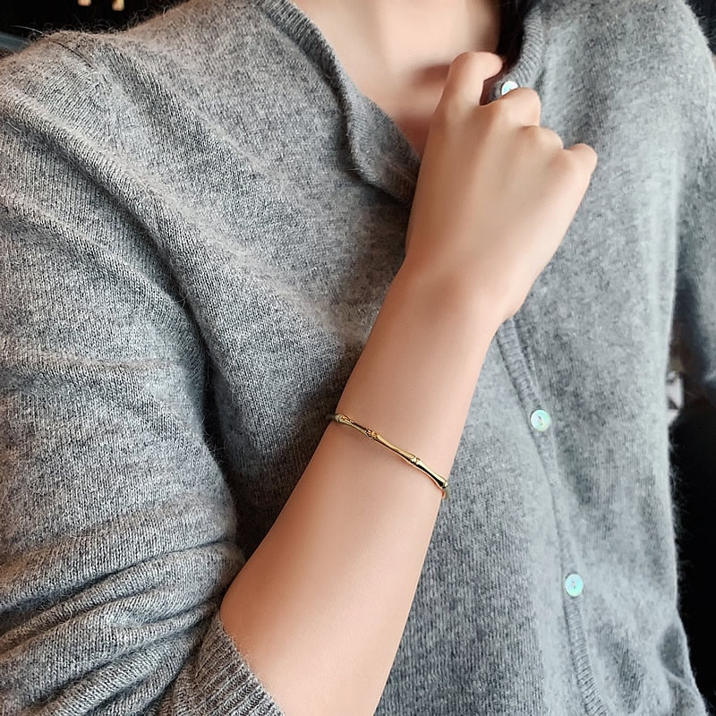 Christmas Gift 2023 new design bamboo shape adjustable size Bracelet for woman fashion luxury Korean jewelry retro girl's unusual Bracelet