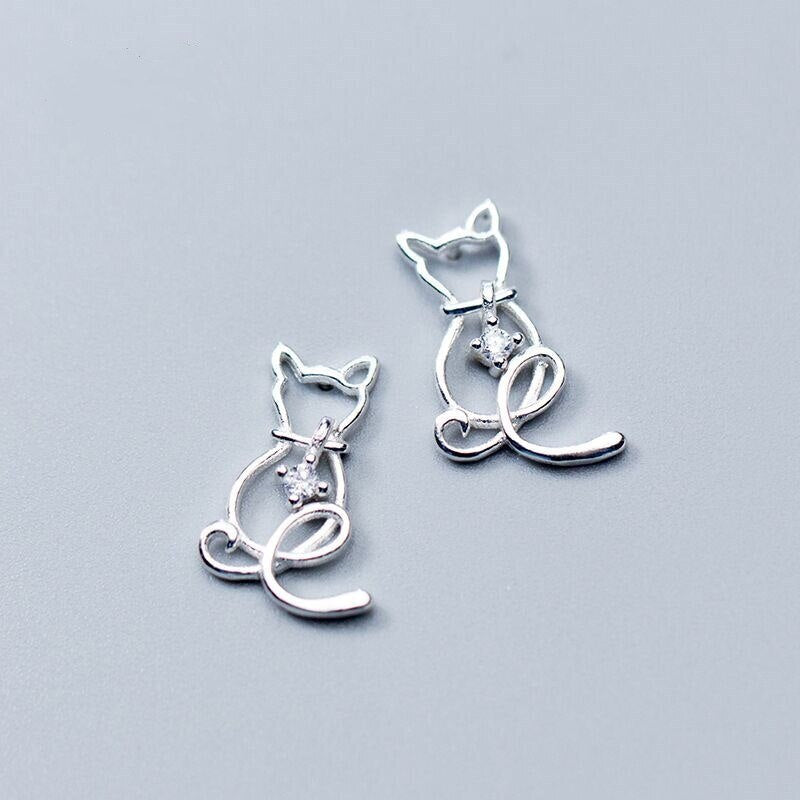 Christmas Gift alloy Animlas Cat Stud Earrings For Women Party Female pendientes eh844