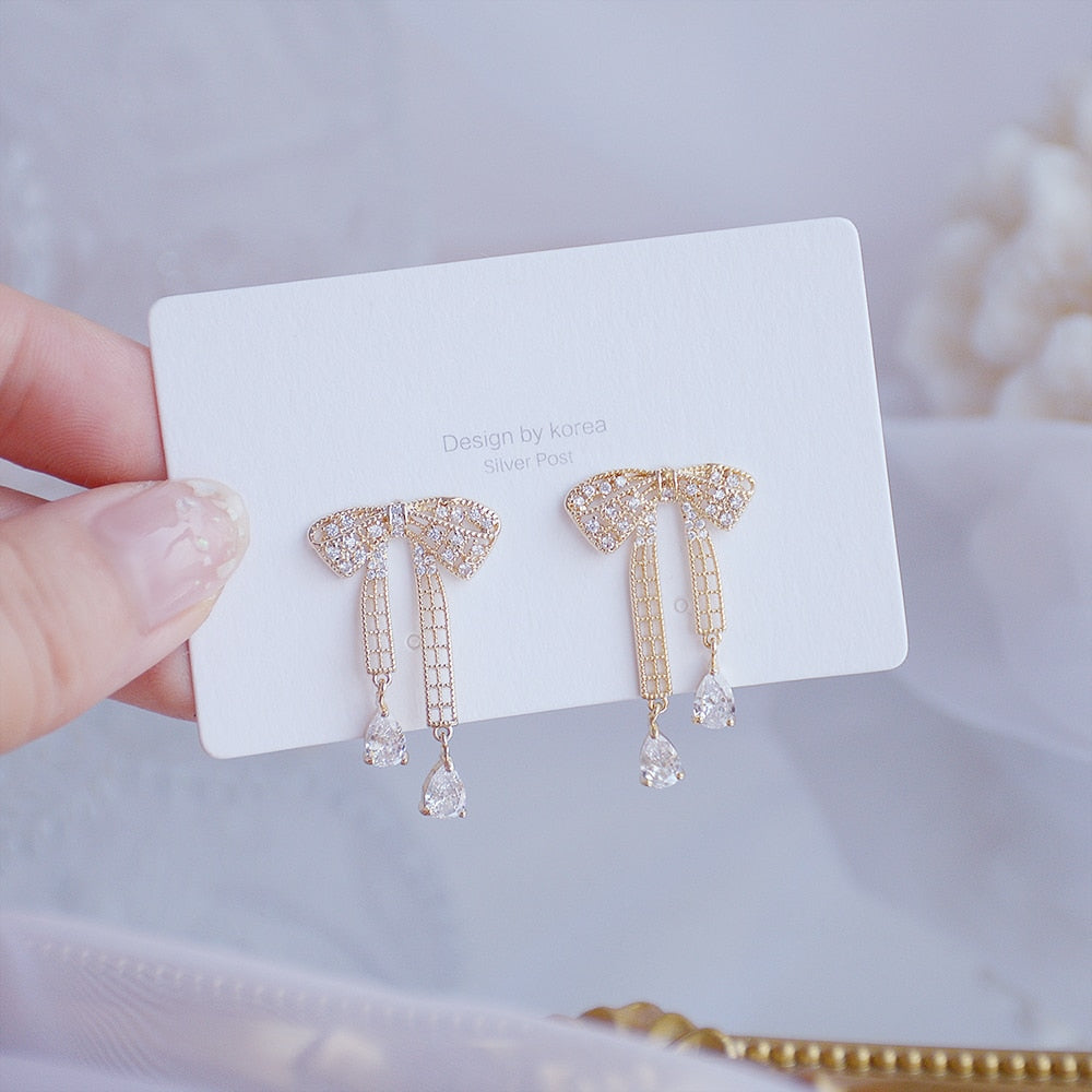 Christmas Gift JUWANG Luxury 14K Real Gold Plated Leaves Earring Delicate Micro Inlaid Cubic Zircon CZ Stud Earrings Wedding Jewelry Pendant