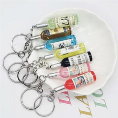 Aveuri Cute Novelty Resin Beer Wine Bottle Keychain Assorted Color For Women Men Car Bag Keyring Pendant Accessions Wedding Party Gift