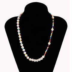 Aveuri Boho Colorful Handmade Beaded Short Collar Clavicle Chain Imitation Pearl Necklace for Men Women Girls 2023 New Korean Jewelry