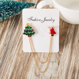 Aveuri Christmas Santa Claus Snowman Snowflake Enamel Alloy Badge Brooch Pin Double Chain Christmas Brooch Fashion Xmas Jewelry