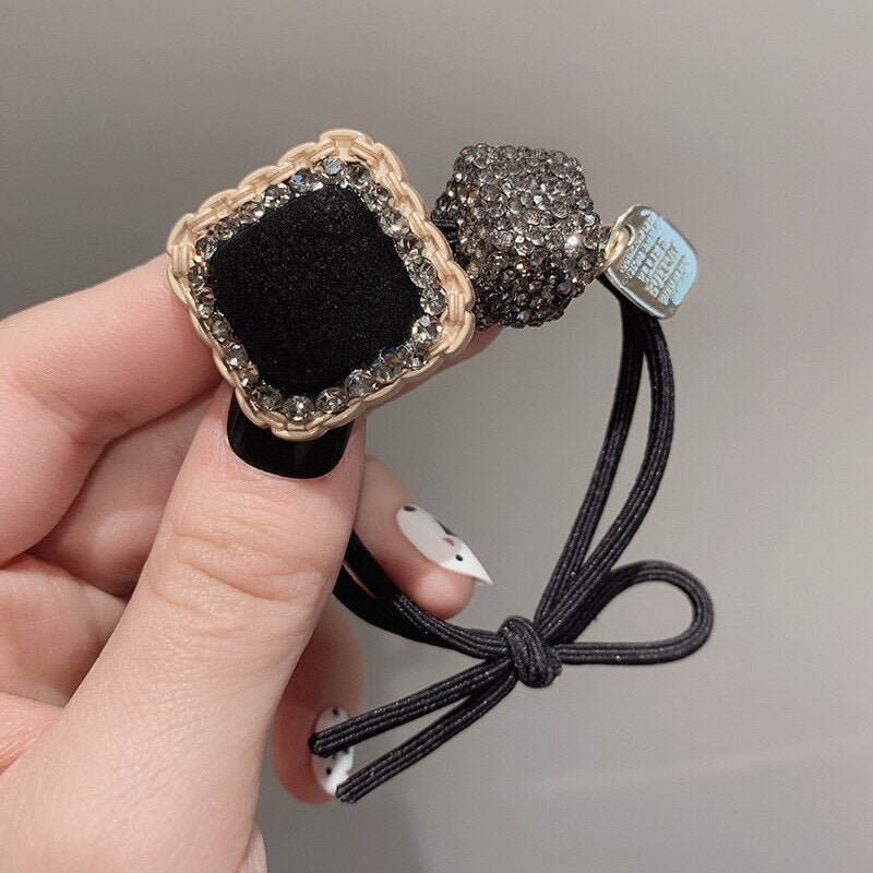Aveuri 2022 New Hair Accessories Elegant And Light Luxury Hair Ring Temperament transparent stone-Studded bead Head Rope Simple Rubber Band
