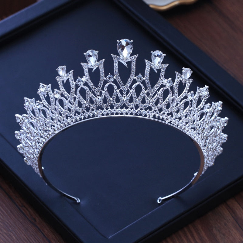 Aveuri Diverse Silver Color Gold Crystal Crowns Bride tiara Fashion Queen For Wedding Crown Headpiece Wedding Hair Jewelry Accessories