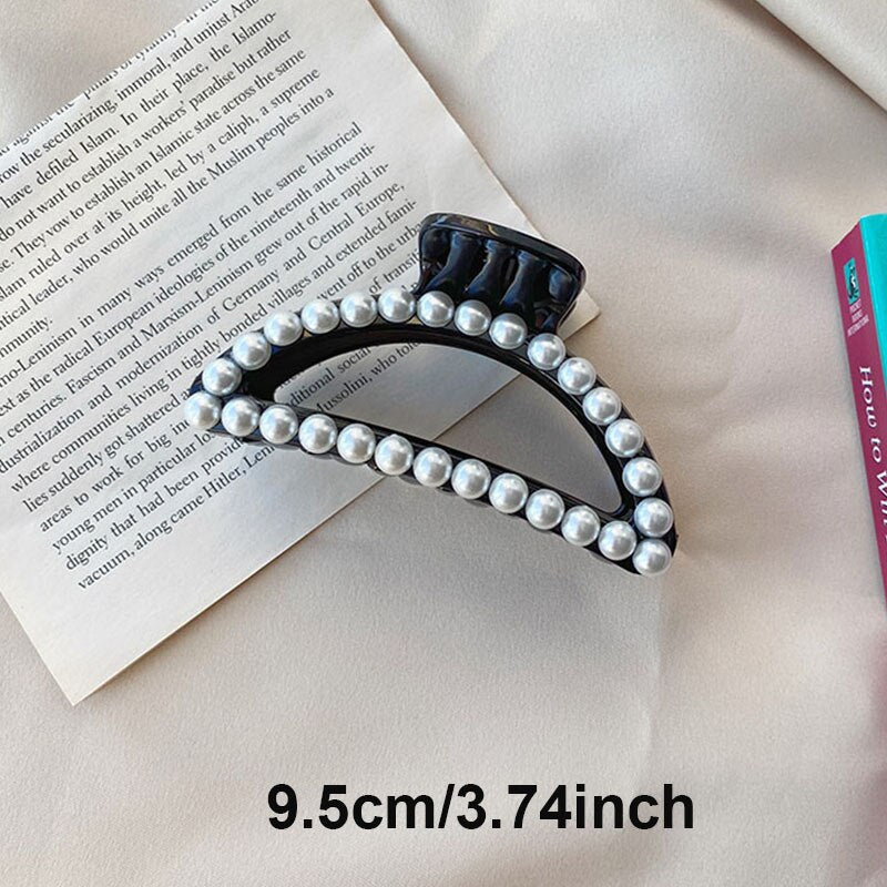 Aveuri Back to school New Elegant Pearl Hair Claws Woman Hair Clip Hairpins Hair Accessories Girls Hair Crab Headwear Hairgrip Fashion Barrettes