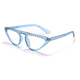 Aveuri Rhinestone Computer Glasses Women Diamond Cat Eye Anti Blue Eyewear Men Blue Light Blocking Glasses Crystal Optical Eyeglass