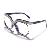 Aveuri Diamond Blue Light Blocking Glasses Retro Square Frames Men Women Sunglasses UV400 Eyeglasses Spectacle Frames Fashion Eyewear