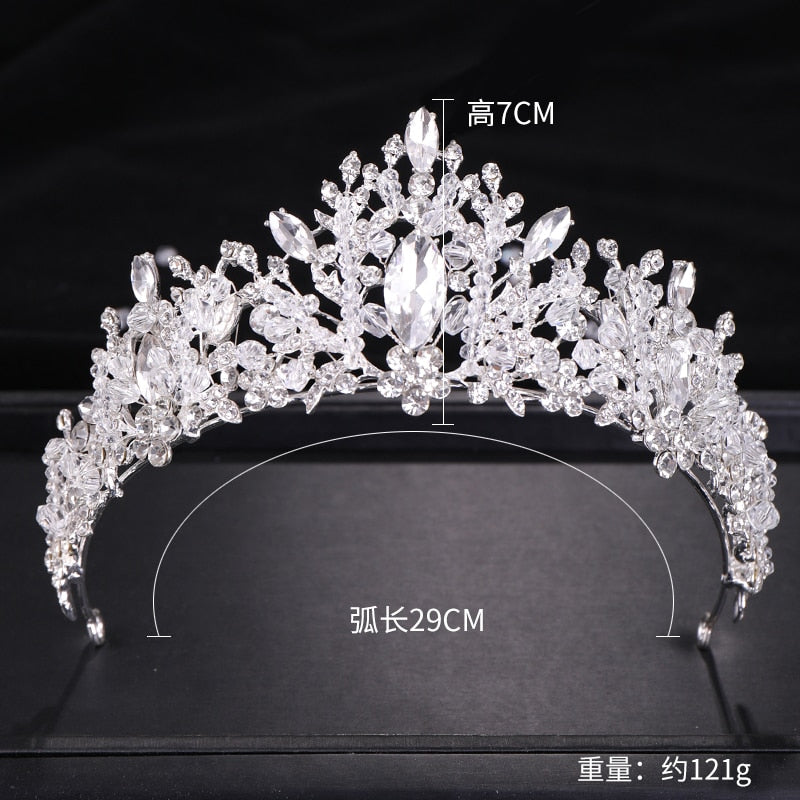 Aveuri Wedding Crown Bridal Headpiece Gold Silver Color Rhinestone Crystal Diadem Queen Crown Princess Tiaras Wedding Hair Jewelry