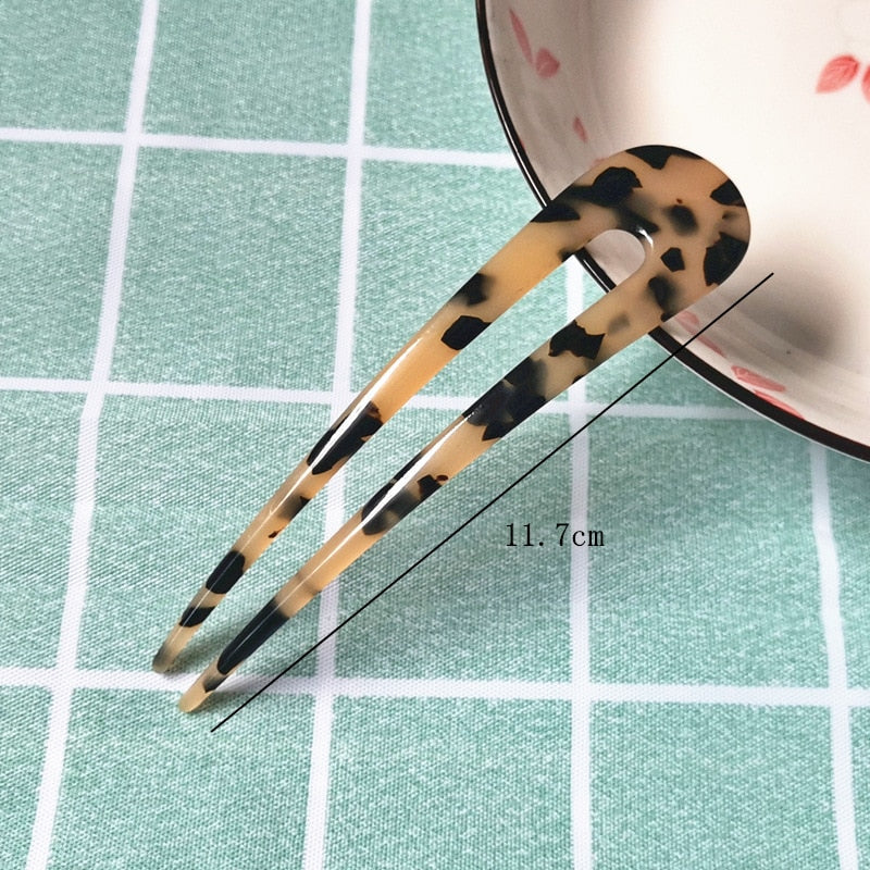 Aveuri Back to school Fashion Acetate Hair Sticks For Women Shell Hair Clip Hair Pins U Shape Girls Hairpins Hair Bun Maker Wedding Hair Accessories