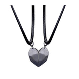 2Pcs/Lot Magnetic Couple Necklace Friendship Heart Pendant Distance Faceted Charm Necklace Women Valentine's Day Gift 2023