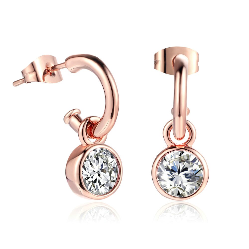 Aveuri  Stud Earrings For Women Classic Six Claw Clear AAA+Cubic Zirconia Rose Gold Color Fashion Jewelry For Girls KAE094