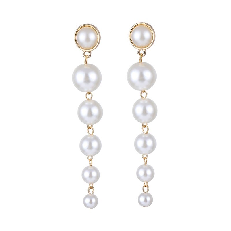 Aveuri Big Simulated bead Earrings 2024 For Women Lover Geometric Gold