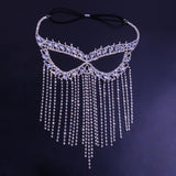 Aveuri 2022 Fashion New Products Rhinestone Tassel Lady Mask Jewelry Sexy Prom Party Crystal Eye Jewelry Mysterious Face Accessories