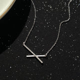 Christmas Gift Trendy Simple X Pendants Zircon Necklaces Wedding Gift for Women Fine Jewelry Choker Necklace