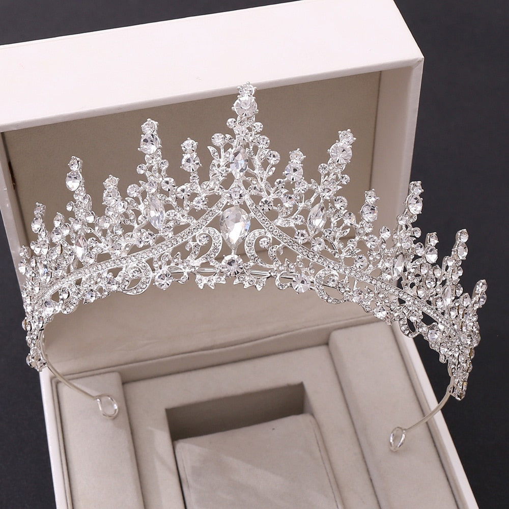 Baroque Retro Rose Gold Peach Crystal Bridal Tiaras Crown Rhinestone Pageant Prom Diadem Bride Headband Wedding Hair Accessories
