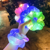 Kids Baby Girls LED Luminous Scrunchies Hairband Ponytail Holder Glow Headwear Elastic Hair Bands Solid Color Hair Accessories