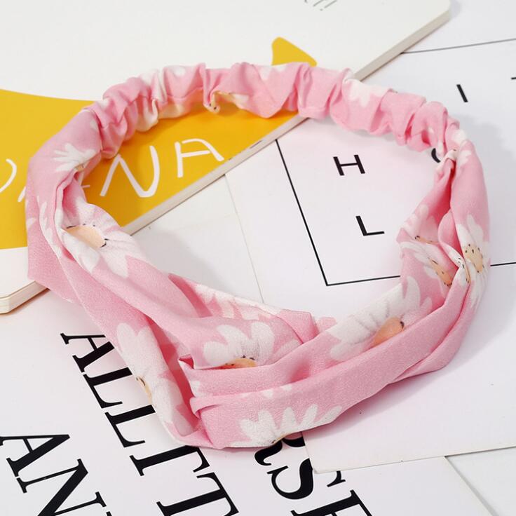 Aveuri Back to school Fashion Women Headband Cross Top Knot Elastic Hair Bands Vintage Print Girls Hairband Hair Accessories Twisted Knotted Headwrap