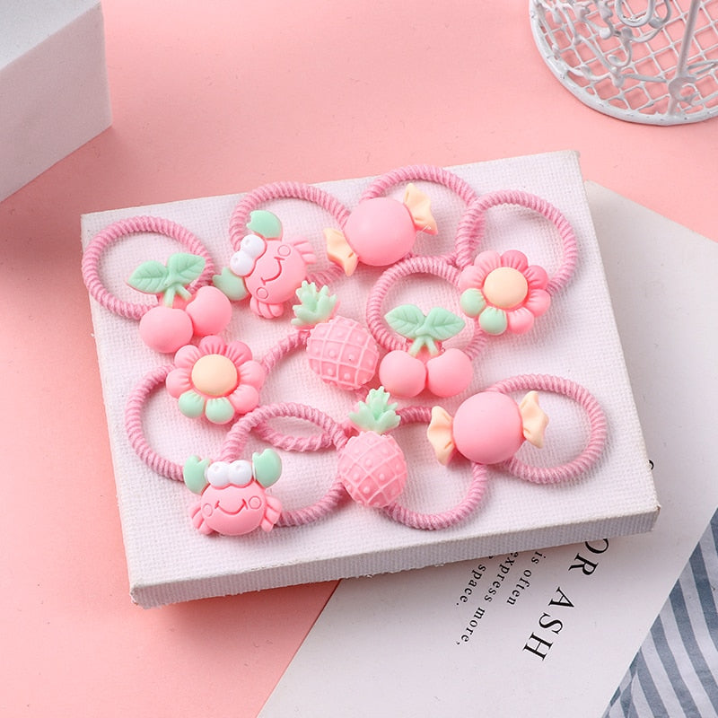 Back to school 2023 AVEURI 10PCS/Set Cute Cartoon Animals Hair Bands Girls Elastic Rubber Band Headwear Hair Accessories Kids Headband Ornaments Gift